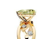 Solitaire Engagement Ring Setting for Fancy Yellow Pear-Shaped Center with Criss-Cross Accent Band and Prong Head in Yellow Gold