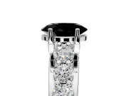 Solitaire Engagement Ring Setting for Fancy Black Oval Center with Graduated Shared Prongs and Prong Head in White Gold