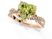Solitaire Engagement Ring Setting for Fancy Yellow Heart-Shaped Center with Narrow Twist Pave Band and Prong Head in Rose Gold