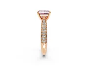 Solitaire Engagement Ring Setting for Fancy Pink Princess Cut Center with Multi-Row Accents and Prong Head in Rose Gold