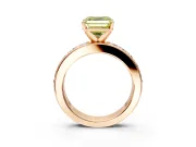 Solitaire Engagement Ring Setting for Fancy Yellow Asscher Cut Center with Channel-Set Accents and Prong Head in Rose Gold