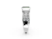 Bezel Engagement Ring Setting for Fancy Green Asscher Cut Center with Wide Channel-Set Band and Bezel Head in White Gold