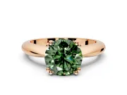 Solitaire Engagement Ring Setting for Fancy Green Round Cut Center with Reverse Tapered Band and Prong Head in Rose Gold