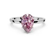 Hidden Halo Engagement Ring Setting for Fancy Pink Pear-Shaped Center with Plain Band and Tall Prong Head in Sterling Silver