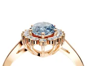 Starburst Halo Engagement Ring Setting for Fancy Blue Marquise Center with Flat Cathedral Band and Prong Head in Rose Gold