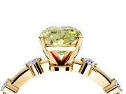Solitaire Engagement Ring Setting for Fancy Yellow Cushion Cut Center with Bezel Station Band and Prong Head in Yellow Gold