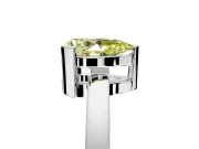 Solitaire Engagement Ring Setting for Fancy Yellow Pear-Shaped Center with Plain Band and Flat Tab Prong Head in Sterling Silver