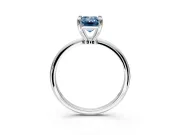 Minimalist Solitaire Engagement Ring Setting for Fancy Blue Emerald Cut Center with Thin Band and Prong Head in Sterling Silver