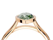 Solitaire Engagement Ring Setting for Fancy Green Marquise Center with V Split Shank and Bezel Head in Rose Gold