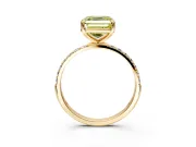 Solitaire Engagement Ring Setting for Fancy Yellow Asscher Cut Center with Pave Accents and Prong Head in Yellow Gold