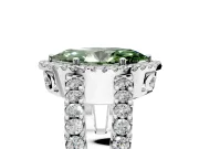 Halo Engagement Ring Setting for Fancy Green Marquise Center with Wide-Open Pave Split Shank and Prong Head in Platinum