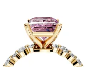 Solitaire Engagement Ring Setting for Fancy Pink Princess Cut Center with Alternating Size Accents and Prong Head in Yellow Gold
