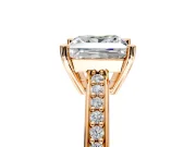 Solitaire Engagement Ring Setting for Princess Cut Center with Channel-Set Accent Band and Prong Head in Rose Gold