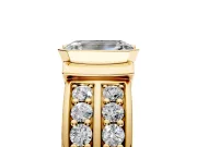 Bezel Engagement Ring Setting for Emerald Cut Center with Wide Channel-Set Band and Bezel Head in Yellow Gold