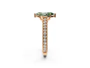Solitaire Engagement Ring Setting for Fancy Green Marquise Center with Engraved Pave Band and Prong Head in Rose Gold