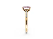 Solitaire Engagement Ring Setting for Fancy Pink Radiant Cut Center with Channel Accents and Prong Head in Yellow Gold