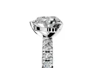 Solitaire Engagement Ring Setting for Heart-Shaped Center with Large Accents and Prong Head in Sterling Silver