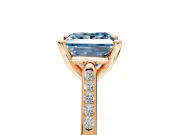 Solitaire Engagement Ring Setting for Fancy Blue Princess Cut Center with Channel Accents and Prong Head in Rose Gold