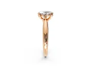 Solitaire Engagement Ring Setting for Oval Center with Reverse Tapered Band and Prong Head in Rose Gold