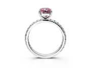 Solitaire Engagement Ring Setting for Fancy Pink Radiant Cut Center with Shared-Prong Accents and Prong Head in Sterling Silver