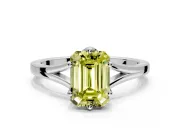 Solitaire Engagement Ring Setting for Fancy Yellow Emerald Cut Center with Plain Split Shank and Prong Head in Platinum