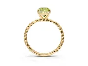 Solitaire Engagement Ring Setting for Fancy Yellow Cushion Cut Center with Plain Twisted Rope Band and Prong Head in Yellow Gold