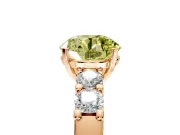 5 Stone Engagement Ring Setting for Fancy Yellow Round Cut Center with Plain Band and Prong Head in Rose Gold