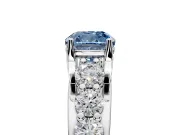 Solitaire Engagement Ring Setting for Fancy Blue Cushion Cut Center with Graduated Shared Prongs and Prong Head in Platinum