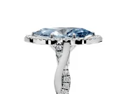 Halo Engagement Ring Setting for Fancy Blue Marquise Center with Twist Band and Prong Head in White Gold