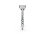 Solitaire Engagement Ring Setting for Princess Cut Center with Shared-Prong Accents and Prong Head in Platinum
