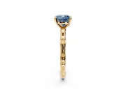 Solitaire Engagement Ring Setting for Fancy Blue Cushion Cut Center with Bamboo Band and Prong Head in Yellow Gold