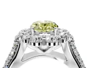 Large Accent Halo Engagement Ring Setting for Fancy Yellow Oval Center with Pave Split Shank and Prong Head in Platinum