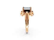Solitaire Engagement Ring Setting for Fancy Blue Asscher Cut Center with Twisted Band and Scroll Prong Head in Rose Gold