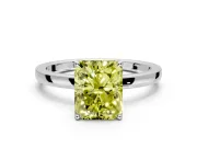 Solitaire Engagement Ring Setting for Fancy Yellow Radiant Cut Center with Thin Rounded Plain Band and Prong Head in Platinum