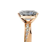 Side Accent Engagement Ring Setting for Emerald Cut Center with Accent Shoulders and Prong Head in Rose Gold