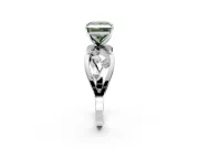 Solitaire Engagement Ring Setting for Fancy Green Princess Cut Center with Criss-Cross Accent Band and Prong Head in Sterling Silver