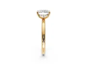 Hidden Halo Engagement Ring Setting for Radiant Cut Center with Thin Rounded Band and Prong Head in Yellow Gold