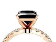 Open Basket Engagement Ring Setting for Fancy Black Princess Cut Center with Pave Band and Prong Head in Rose Gold