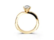 Solitaire Engagement Ring Setting for Marquise Center with Milgrain-Edged Pave Band and Prong Head in Yellow Gold