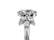 Floral Cluster Engagement Ring Setting for Oval Center with Marquise Accents and Prong Head in Platinum