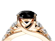 Solitaire Engagement Ring Setting for Fancy Black Round Cut Center with Graduated Shared Prongs and Prong Head in Rose Gold