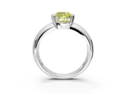 Tension Engagement Ring Setting for Fancy Yellow Cushion Cut Center with Wide Flat Band and Tension Head in White Gold