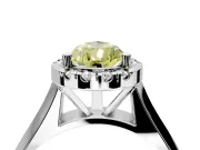 Halo Engagement Ring Setting for Fancy Yellow Pear-Shaped Center with Square Band and Prong Head in Sterling Silver