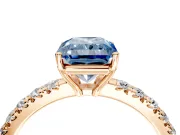 Solitaire Engagement Ring Setting for Fancy Blue Radiant Cut Center with Large Accent Band and Prong Head in Rose Gold