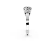 3 Stone Engagement Ring Setting for Round Cut Center with Matching Side Accents and Prong Head in Platinum