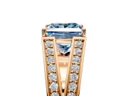 Split Shank Engagement Ring Setting for Fancy Blue Princess Cut Center with Pave Split Shank and Prong Head in Rose Gold