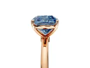 Solitaire Engagement Ring Setting for Fancy Blue Cushion Cut Center with Straight Thin Band and Prong Head in Rose Gold