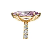 Solitaire Engagement Ring Setting for Fancy Pink Marquise Center with Pave Accents and Prong Head in Yellow Gold