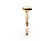 Halo Engagement Ring Setting for Fancy Yellow Princess Cut Center with Twist Band and Prong Head in Rose Gold