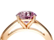 Solitaire Engagement Ring Setting for Fancy Pink Round Cut Center with Flat-Sided Plain Band and Prong Head in Rose Gold